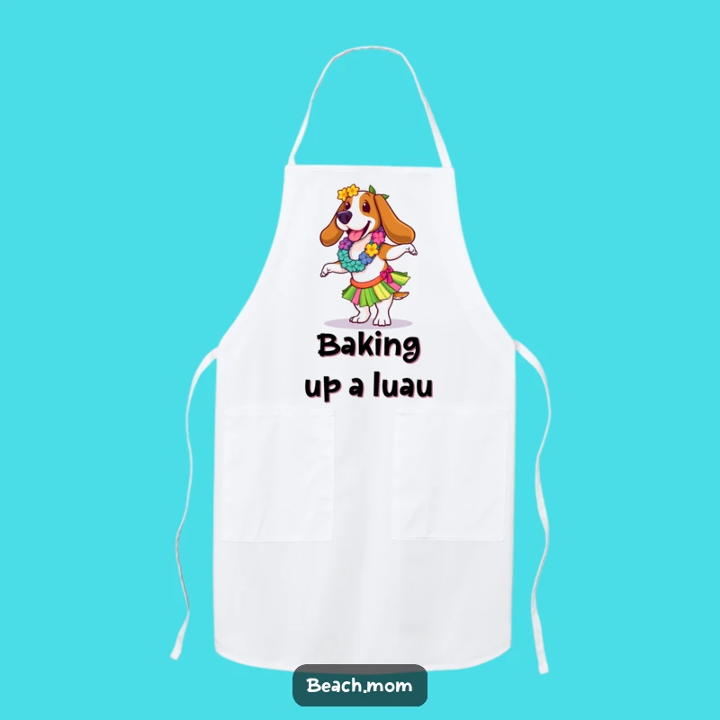 Funny Basset Hound Hula Dancer Apron: Hilarious Kitchen Tropical Wear Gift