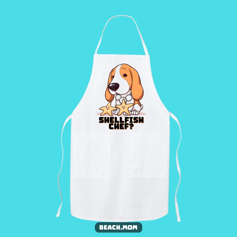Funny Basset Hound Beach Chef Apron - Curious Dog Kitchen Gift