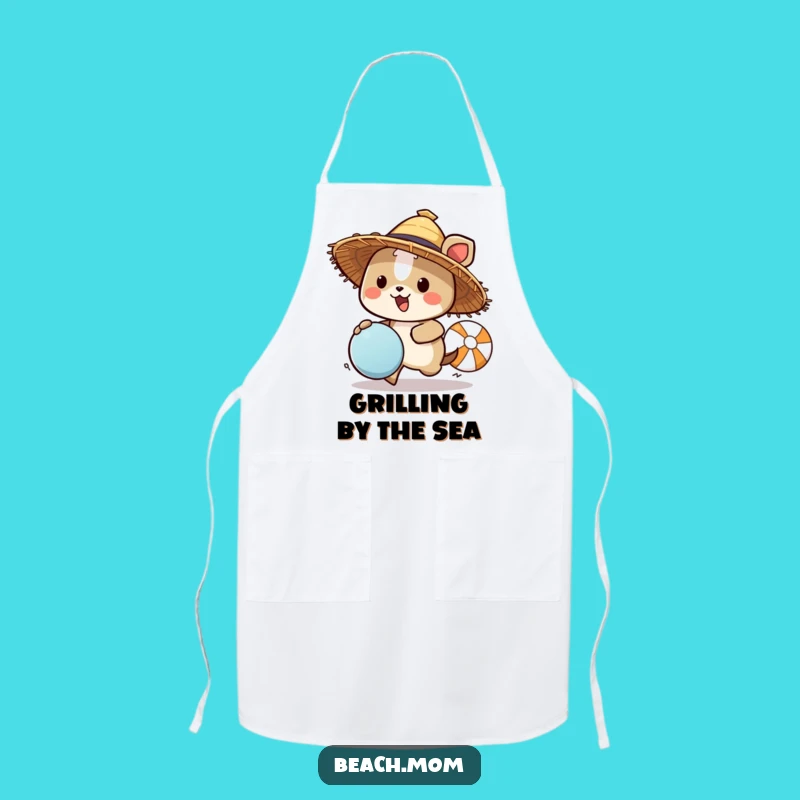 Funny Beach Animal Apron - Straw Hat Kitchen Summer Wear