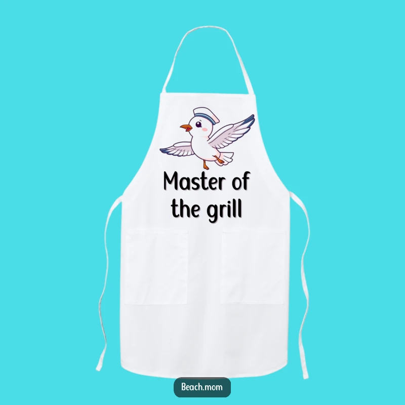 Funny Seagull Kitchen Apron: Delighted Bird Soaring Happily