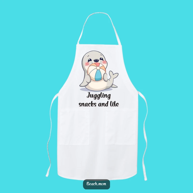 Funny Seal Apron: Playful Chef's Beach Ball Balance Gift!