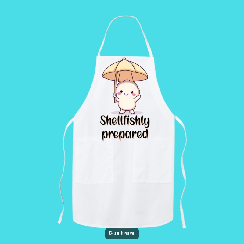 Funny Smiling Seashell Apron: Beach Umbrella Kitchen Fun, Perfect Gift