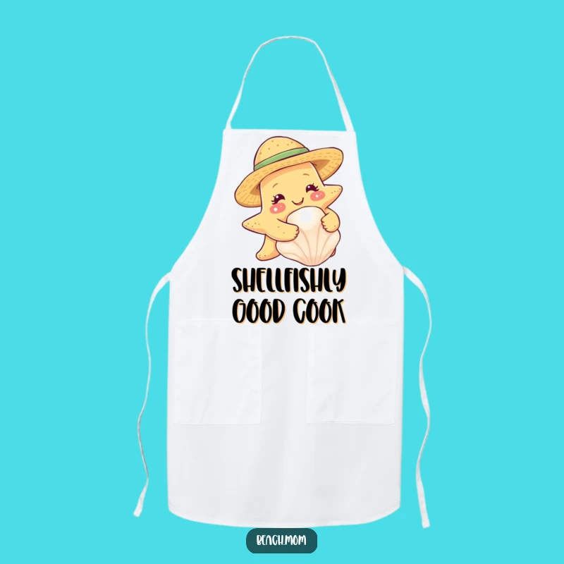 Funny Starfish Seashell Hug Apron - Kitchen Straw Hat Chef Gift
