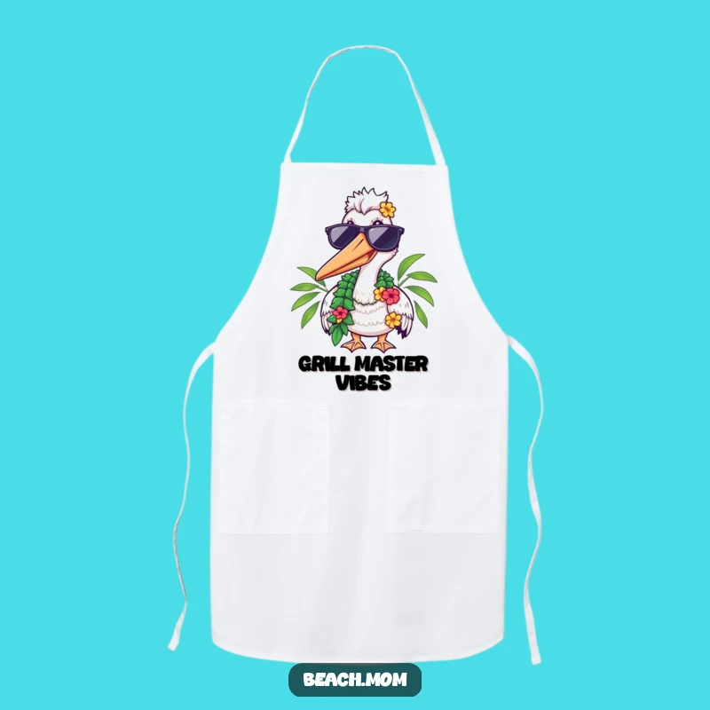Funny Pelican Shades Lei Apron - Hilarious Tropical Chef Gift!