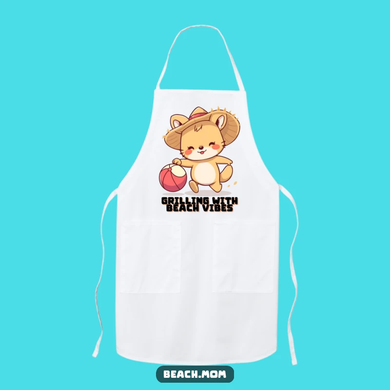 Funny Beach Animal Apron, Straw Hat Chef, Perfect Funny Gift for Kitchen Fun