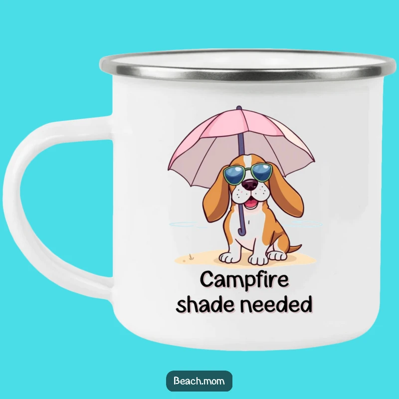 Funny Basset Hound Beach Umbrella Camping Mug: Relaxed Outdoor Drinkware Gift