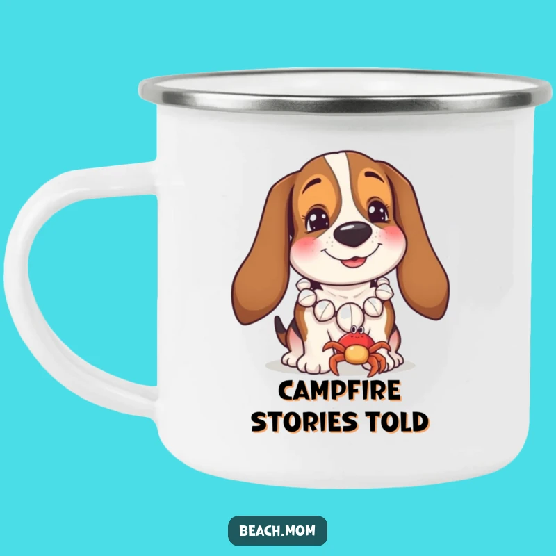 Funny Basset Hound Beach Camping Mug: Durable Dog Cup for Coastal Adventures
