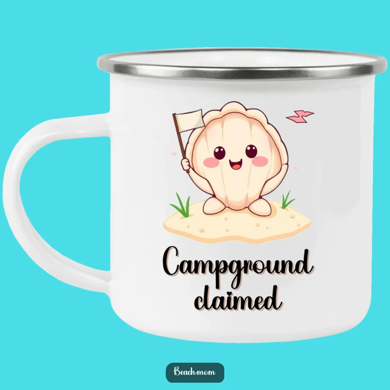 Funny Seashell Flag Camping Mug: Durable Beach Landmark for Outdoor Adventures