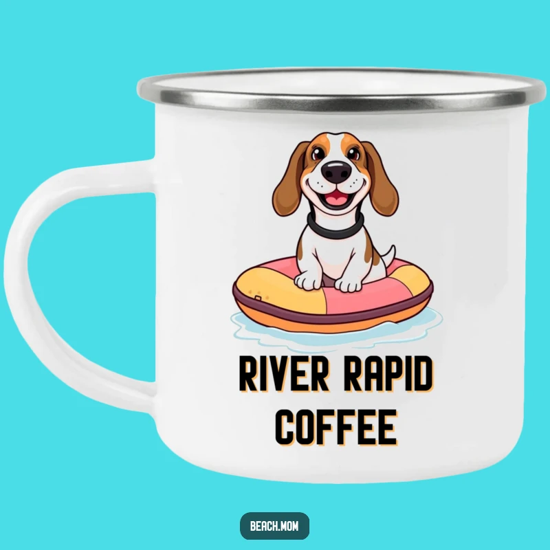 Funny Basset Hound Raft Camping Mug: Durable Dog Cup for Water Trips