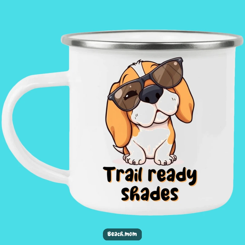 Funny Basset Hound Winking Sunglasses Camping Mug - Cool Outdoor Adventure Gift