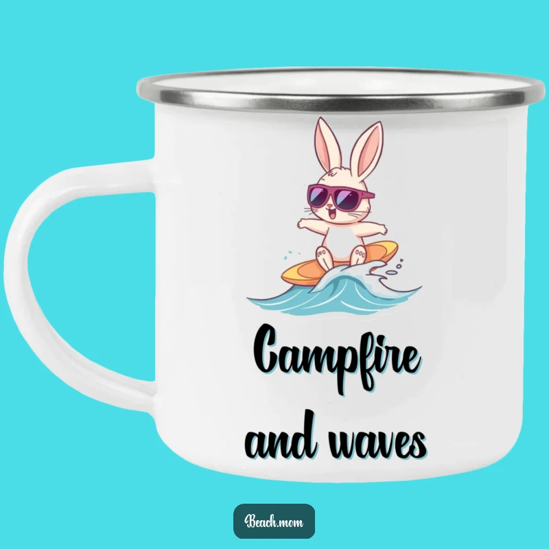 Funny Bunny Surfer Camp Mug: Waves & Brews for Adventure