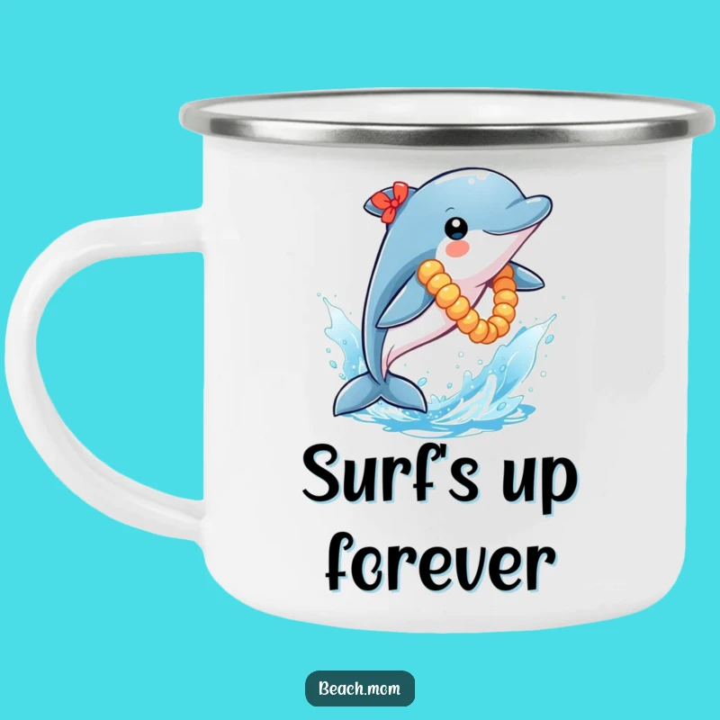 Funny Dolphin Lei Camping Mug: Adventure Fuelled by Tropical Humor