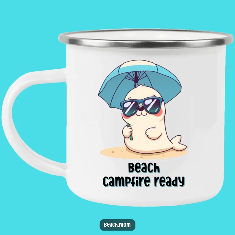 Funny Kawaii Seal Sunglasses Camping Mug - Cool Beach Vibes Drinkware