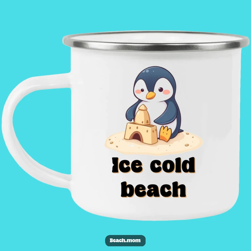 Funny Penguin Sandcastle Camping Mug: Durable and Hilarious Outdoor Adventure Gear