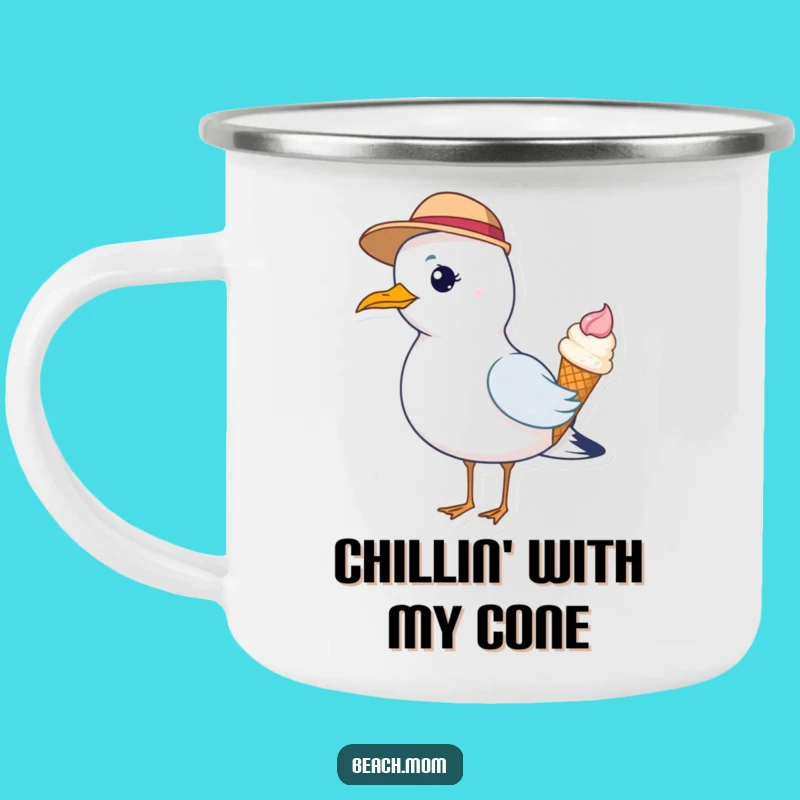 Funny Seagull Camping Mug: Durable Hat Ice Cream Bird Gift!