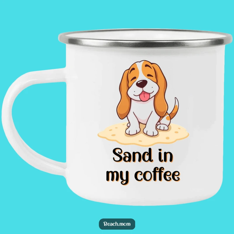 Funny Basset Hound Happy Sigh Camping Mug - Cozy Beach Drinkware