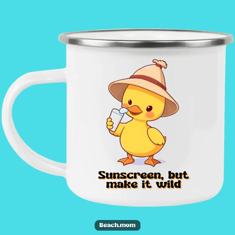 Funny Duck Sun Hat Camping Mug: Adventure Fuel with a Side of Humor