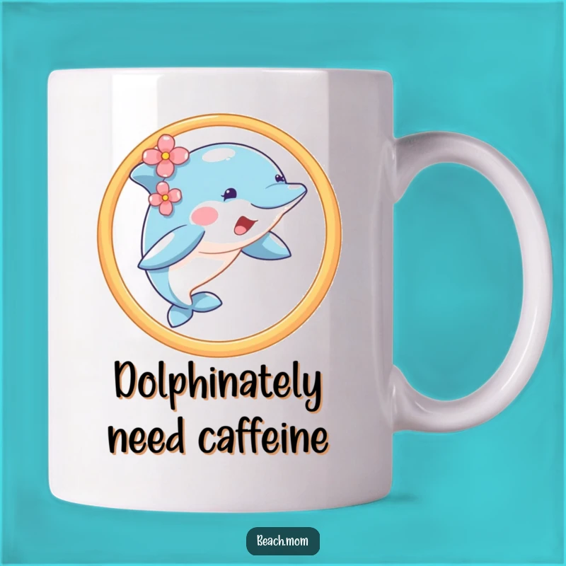 Funny Dolphin Hoop Jump Mug - Happy Flower Ear Trickster Funny Gift