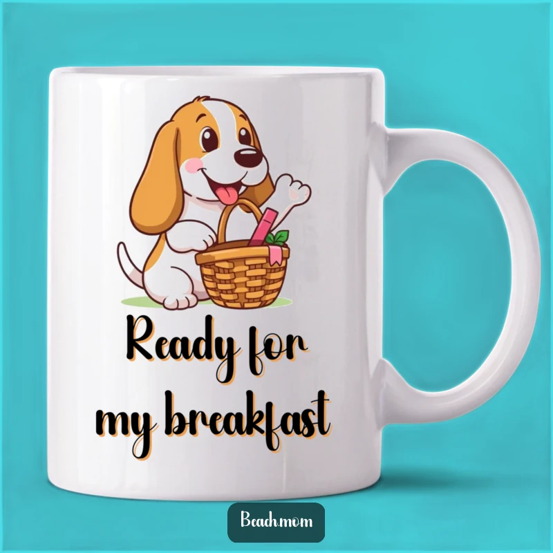 Funny Basset Hound Picnic Basket Mug: Happy Outdoor Treat Gift