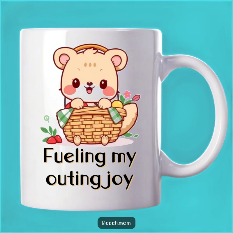 Funny Excited Picnic Animal Mug, Perfect Day Out Gift for Food Lovers