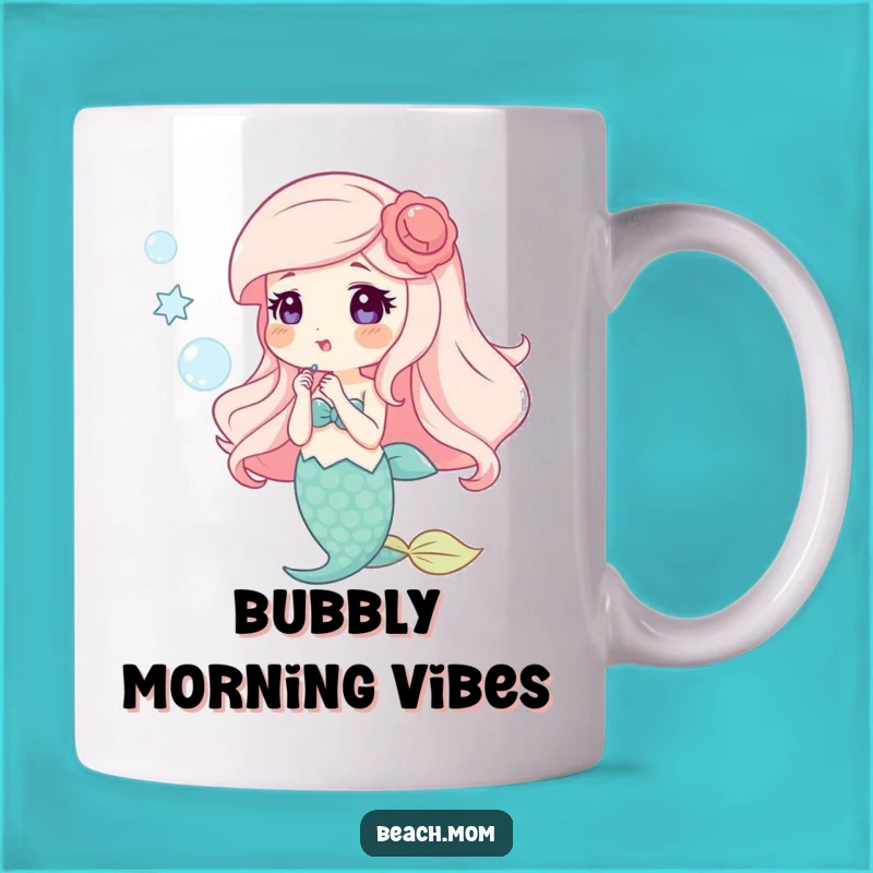 Funny Happy Mermaid Bubbles Mug - Whimsical Underwater Gift for Her!