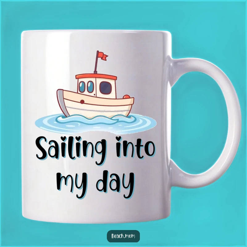 Funny Little Boat Mug: Cheerful Waves Bobbing Design for a Calm Gift