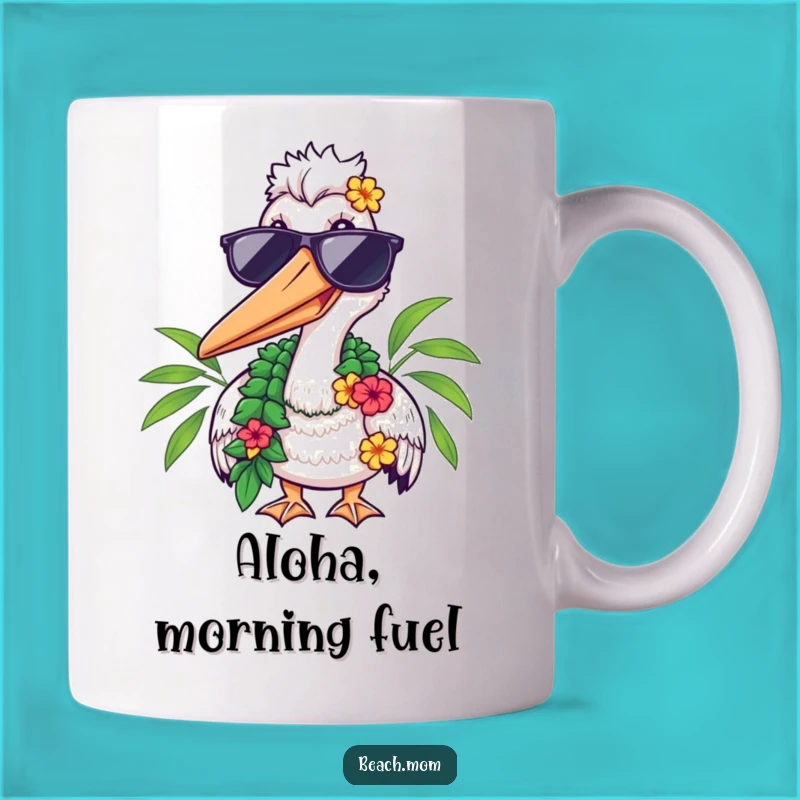 Funny Pelican Shades Lei Mug - Hilarious Tropical Bird Gift!