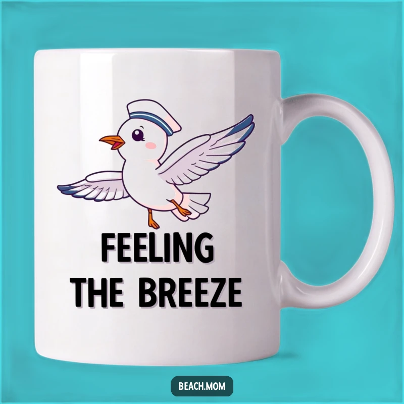 Funny Seagull Sailor Mug: Delighted Bird Soaring Happily at Sea