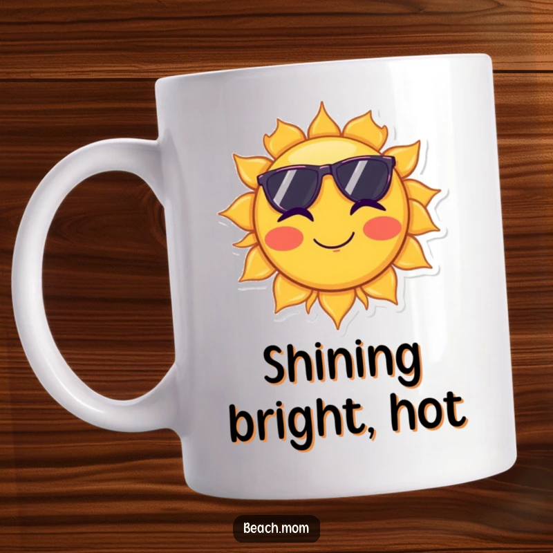 Funny mug featuring a cool sun wearing sunglasses and giving a playful wink, symbolizing joy and warmth.