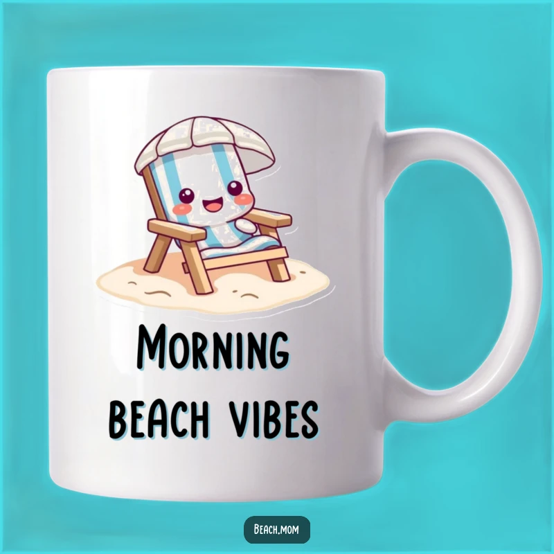 Funny Beach Chair Mug - Relaxed Cartoon Sinking into Sand for Vacation Lovers