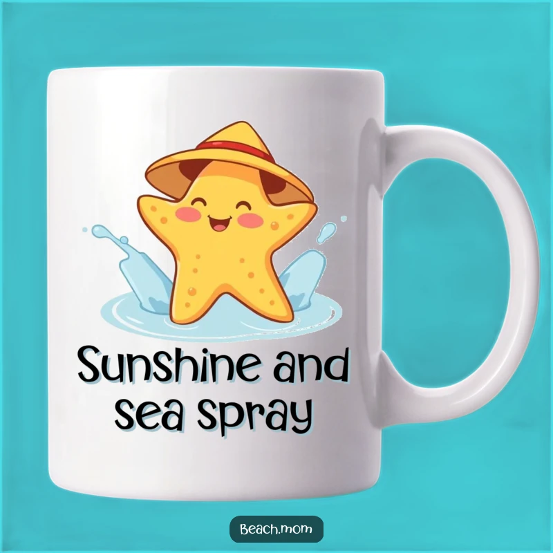 Playful Funny Starfish Sunhat Splashing Mug - Ocean Lover Gift