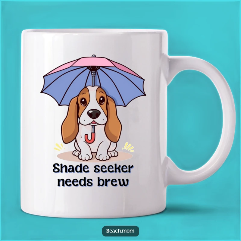 Funny Basset Hound Sun Umbrella Mug: Relaxed Dog Gift for Sunny Days
