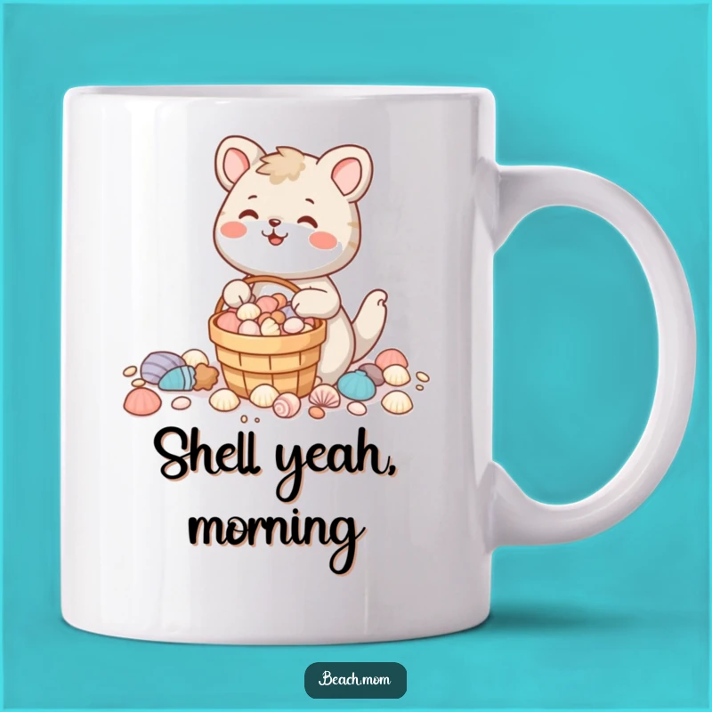 Funny Seashell Collector Animal Mug - Happy Funny Gift for Beach Lovers