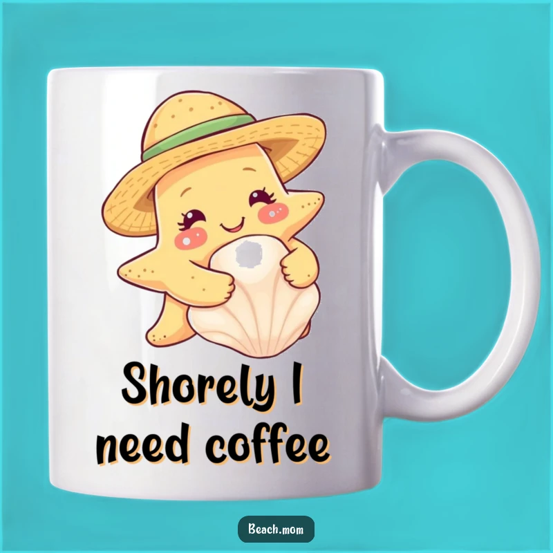 Funny Starfish Seashell Hug Mug - Cute Straw Hat Ocean Lover Funny Gift