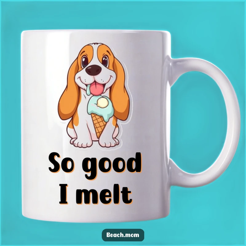 Funny Basset Hound Ice Cream Lover Mug: Joyful Melting Treat Gift