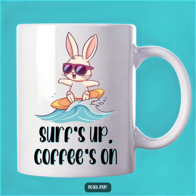Funny Bunny Surfer Mug: Rad Vibes & Hilarious Beach Lover Gift