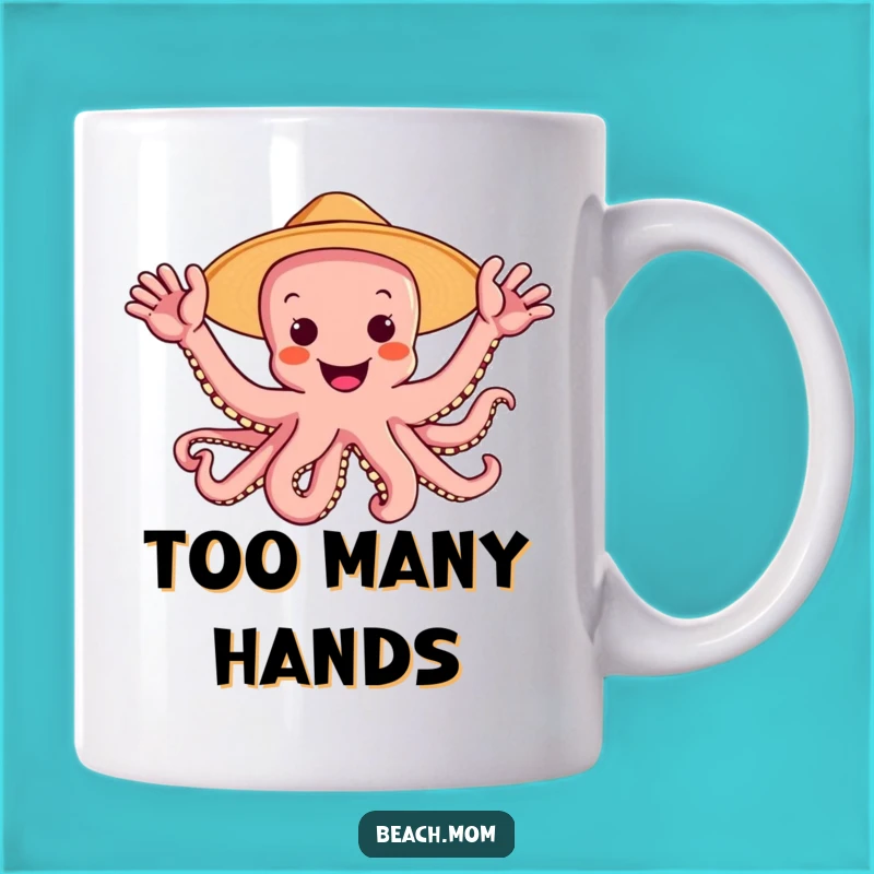 Funny Octopus Sun Hat Mug: Joyful Multi-Arm Wave Gift for Cephalopod Fans
