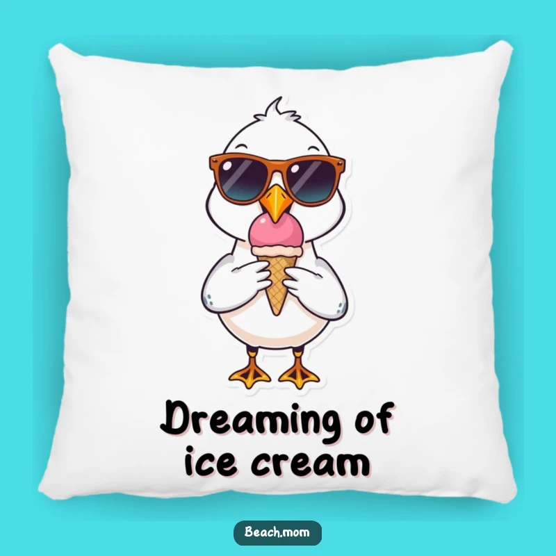 Funny Seagull Pillow: Cool Sunglasses Ice Cream Comfort, Gift