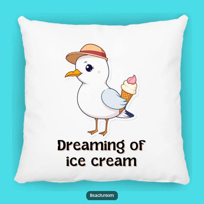 Funny Seagull Pillow: Soft Hat Ice Cream Bird Comfort Gift!