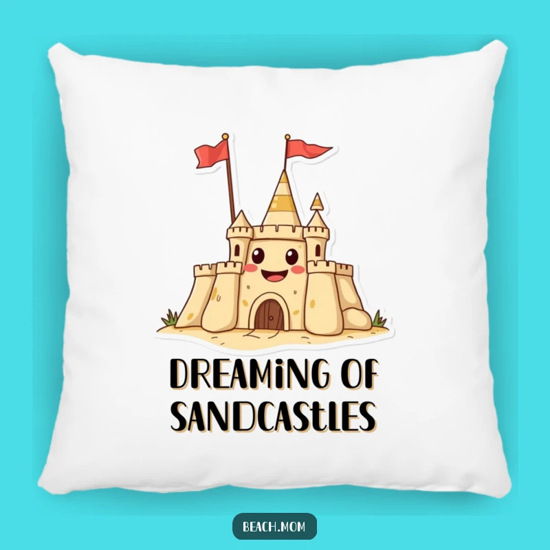 Funny Sandcastle Grin Pillow - Cozy Beach Castle Cushion Gift!
