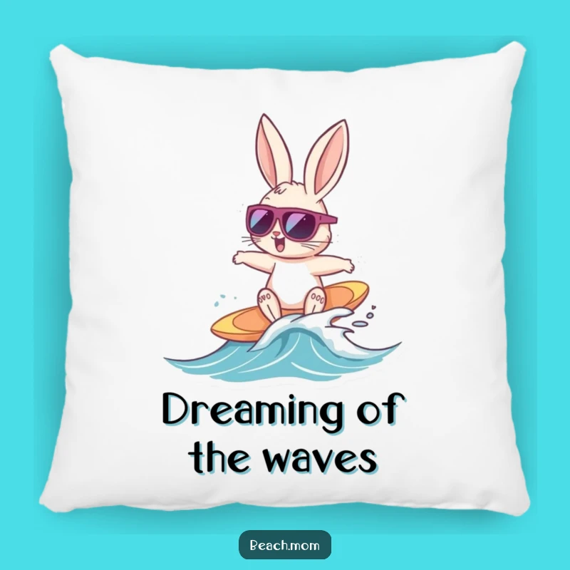 Funny Bunny Surfer Pillow: Cozy Comfort & Beach Vibes Gift