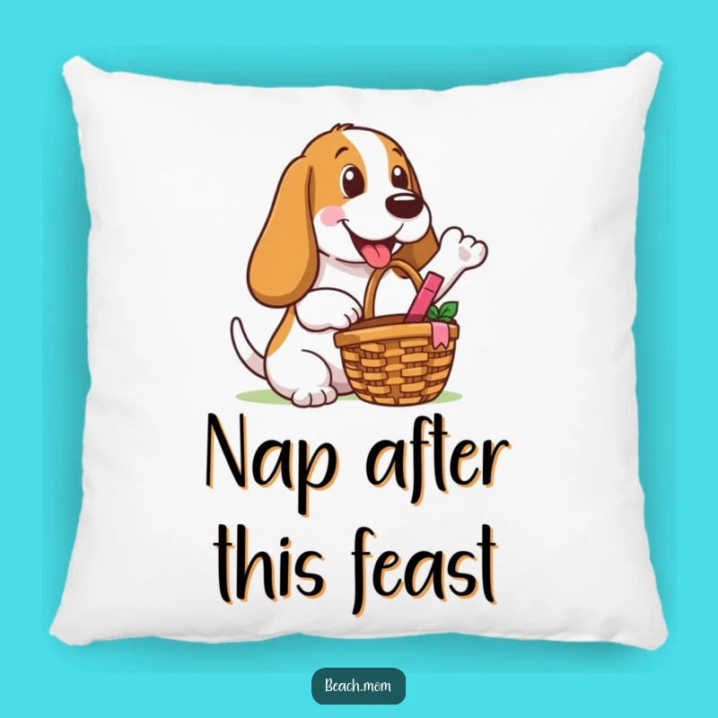 Funny Basset Hound Picnic Pillow: Cozy Outdoor Cushion Gift