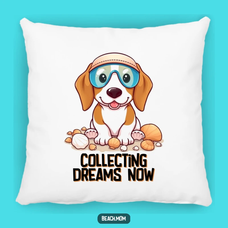 Funny Basset Hound Seashell Pillow: Cozy Accent for Beach-Themed Rooms