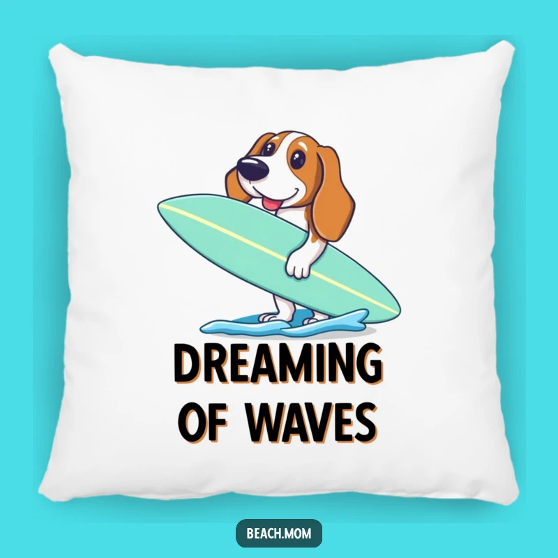 Funny Basset Hound Surf Pillow - Excited Dog Accent Pillow