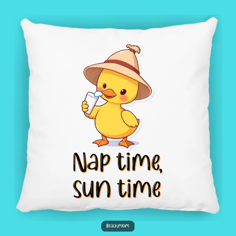 Funny Duck Sun Hat Pillow: Comfy and Hilarious Accent for Your Couch