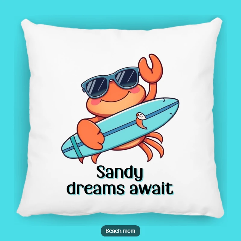 Comfy Funny Crab Sunglasses Surfboard Pillow - Beachy Accent Decor