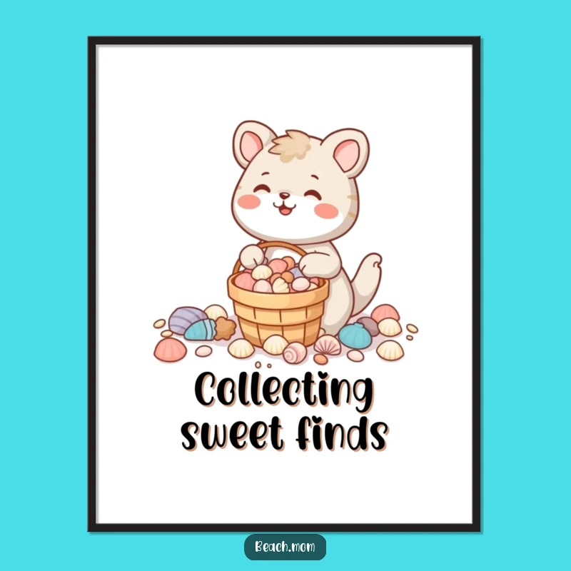 Funny Seashell Collector Animal Digital Art - Printable Funny Gift for Decor