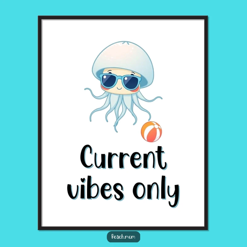 Funny Jellyfish Shades Digital Art: Hilarious Beach Decor, Instant Funny Gift