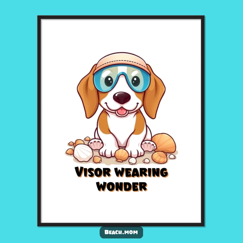 Funny Basset Hound Beach Art Print: Instant Dog Download for Decor