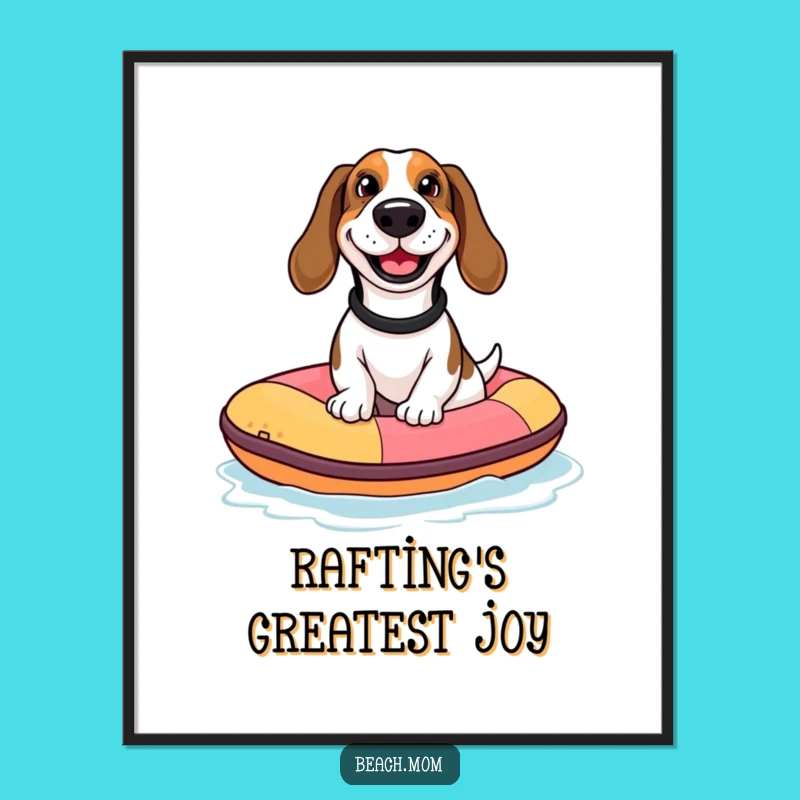 Funny Basset Hound Raft Art Print: Instant Dog Download for Decor